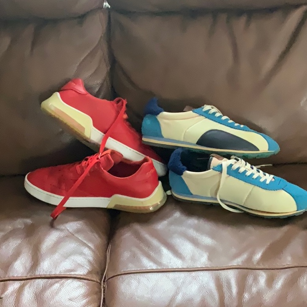 Two pairs of men's Fashion Coach Sneakers. In good shape. Red-12D. Blue-11.5D. - Picture 2 of 5